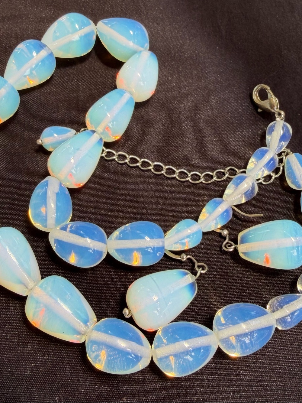 Opalescent HDNY  Teardrop Necklace Earring set Henry Designs Vintage beautiful